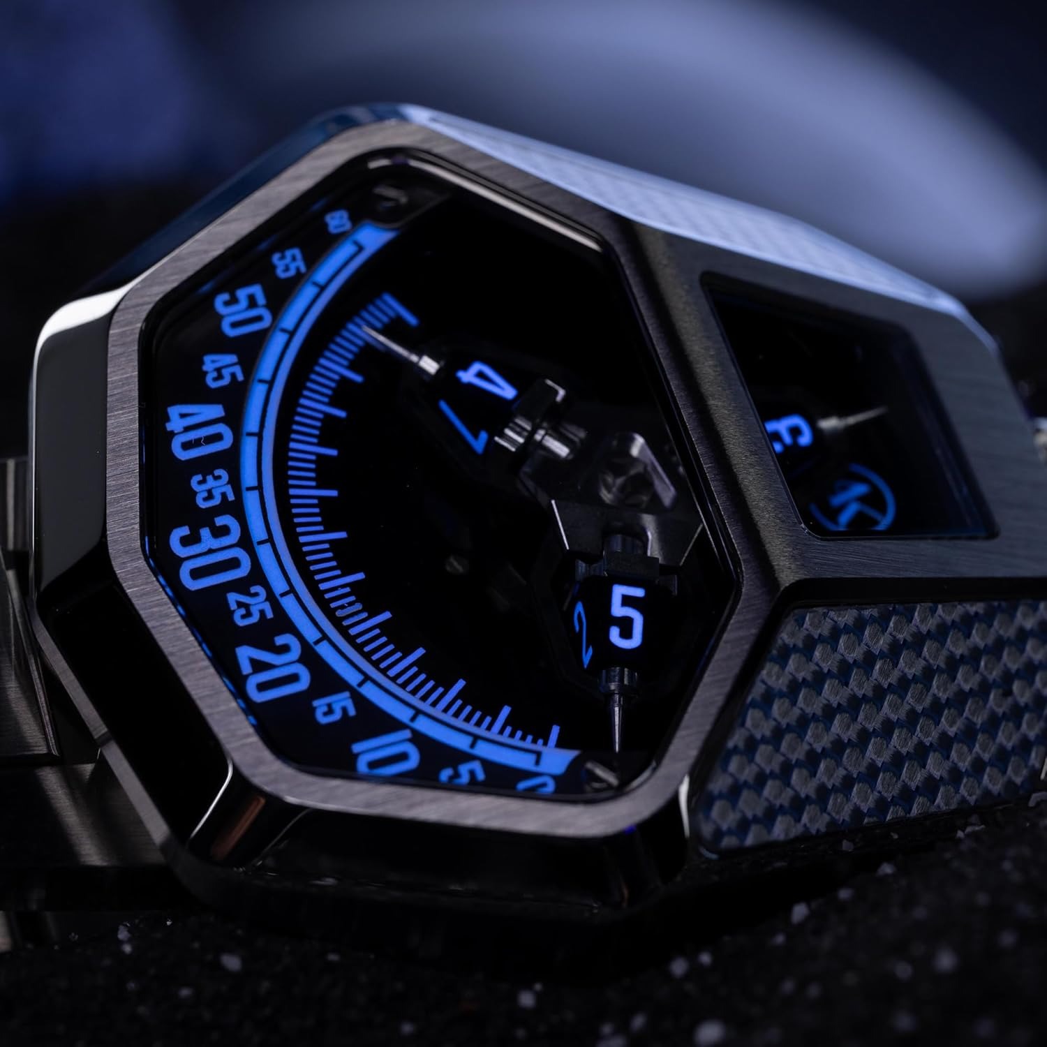 Atowak Men Cobra Steel Silver Automatic Watch 316L Stainless Steel & Carbon Fiber Patches Dial: 3D Copper & Aviation Aluminum & Geneva Pattern & Swiss LumiNova Printed Lens Watch for Men and Boys - Image 4